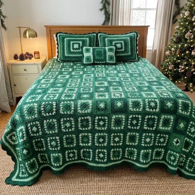 Evergreen Christmas Bed Cover Crochet Pattern step detail