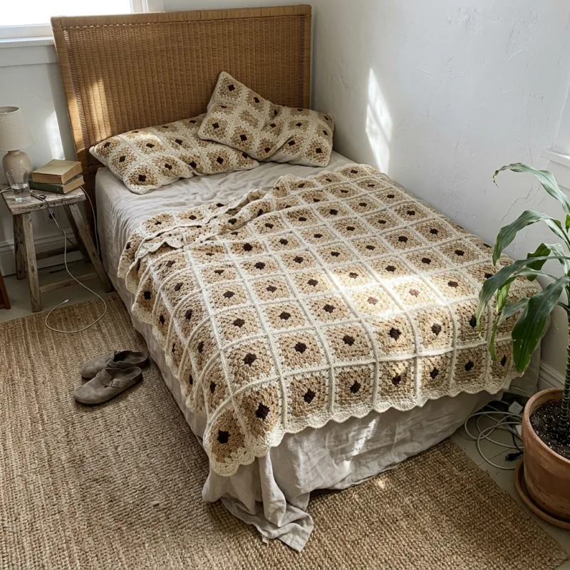 Flower Granny Square Bed Cover Crochet Pattern step detail