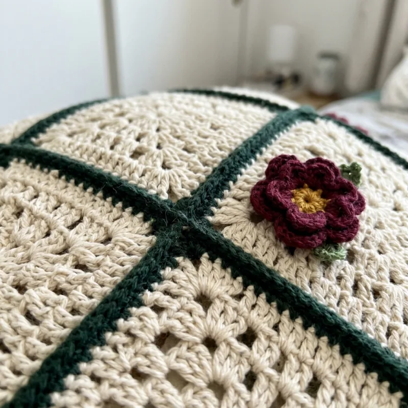 Floral Granny Square Bed Cover Crochet Pattern step detail