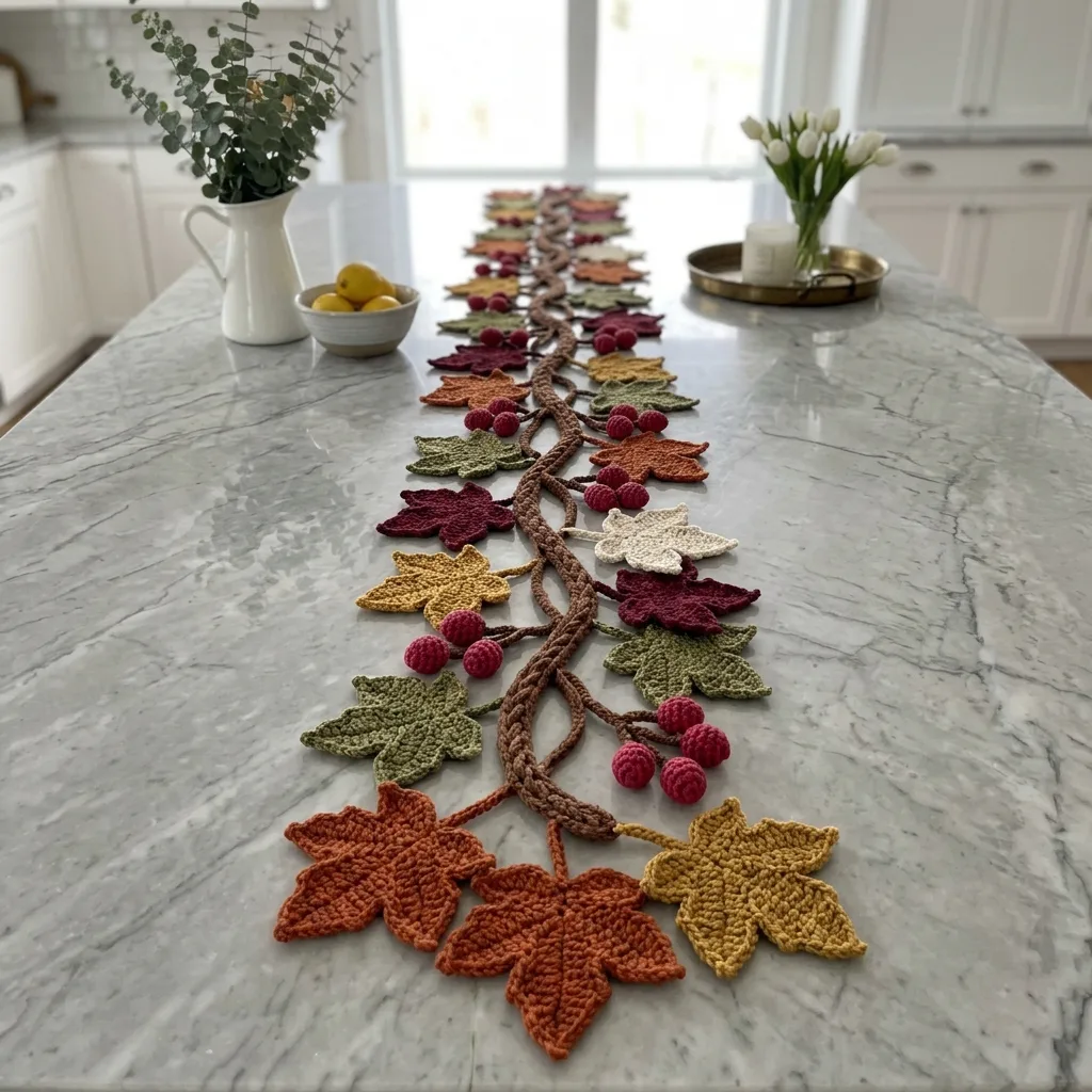 Autumn Maple Leaf Table Runner Crochet Pattern