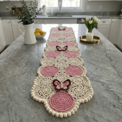 Butterfly Medallion Table Runner Crochet Pattern step 1 - construction progress