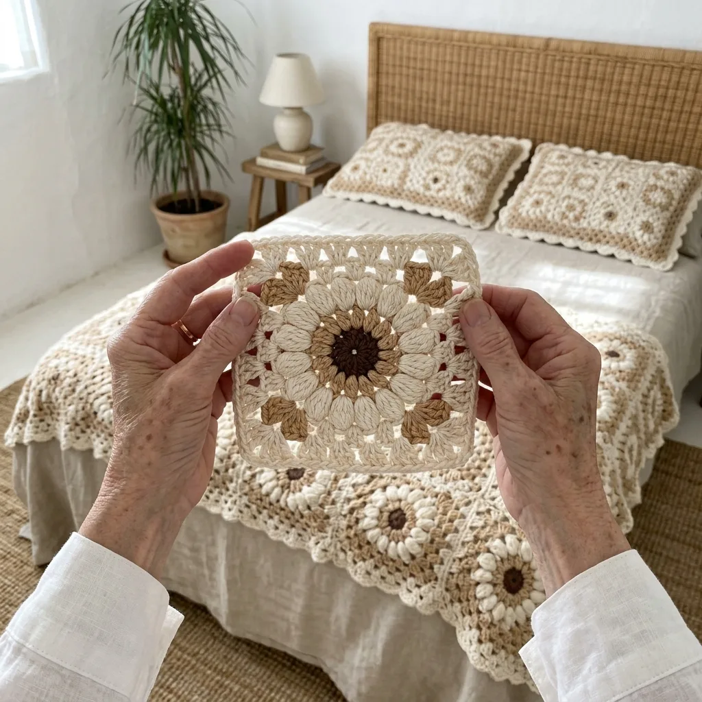 Flower Granny Square Bed Cover Crochet Pattern