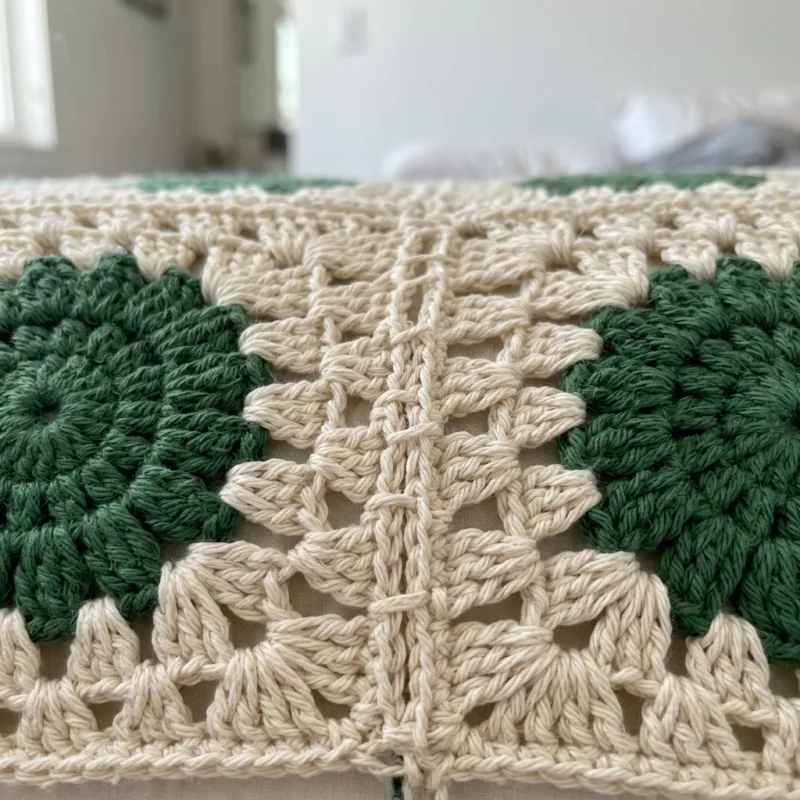 Forest Green Granny Square Bed Cover Crochet Pattern step detail