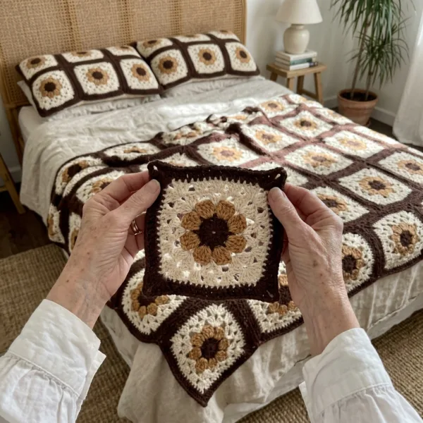 Lantern Square Bed Cover Crochet Pattern