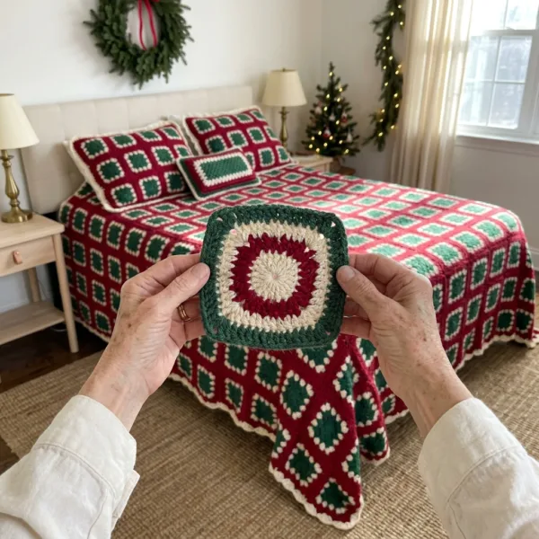 Christmas Granny Square Bedspread Crochet Pattern