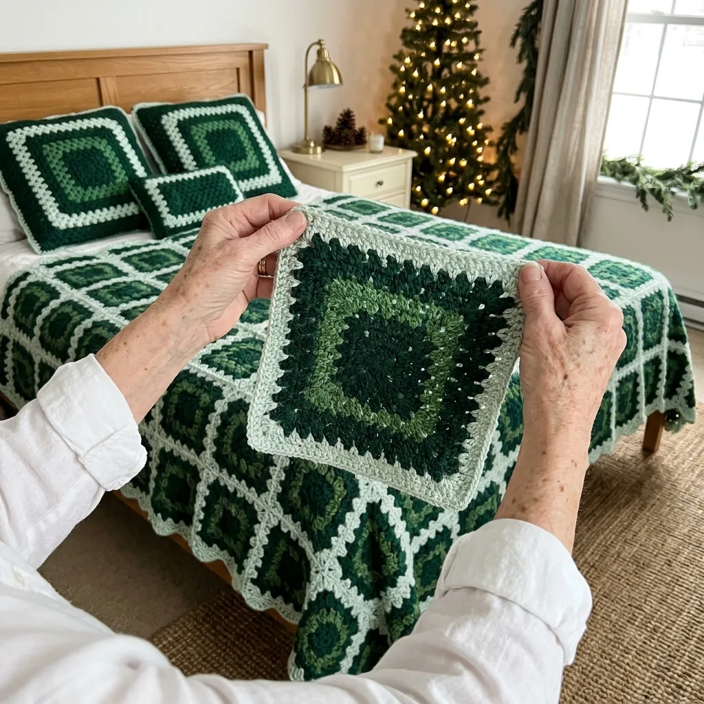 Evergreen Christmas Bed Cover Crochet Pattern