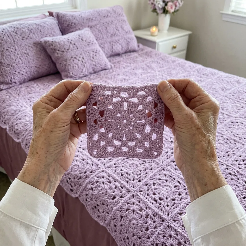 Lilac Lace Square Bed Cover Crochet Pattern