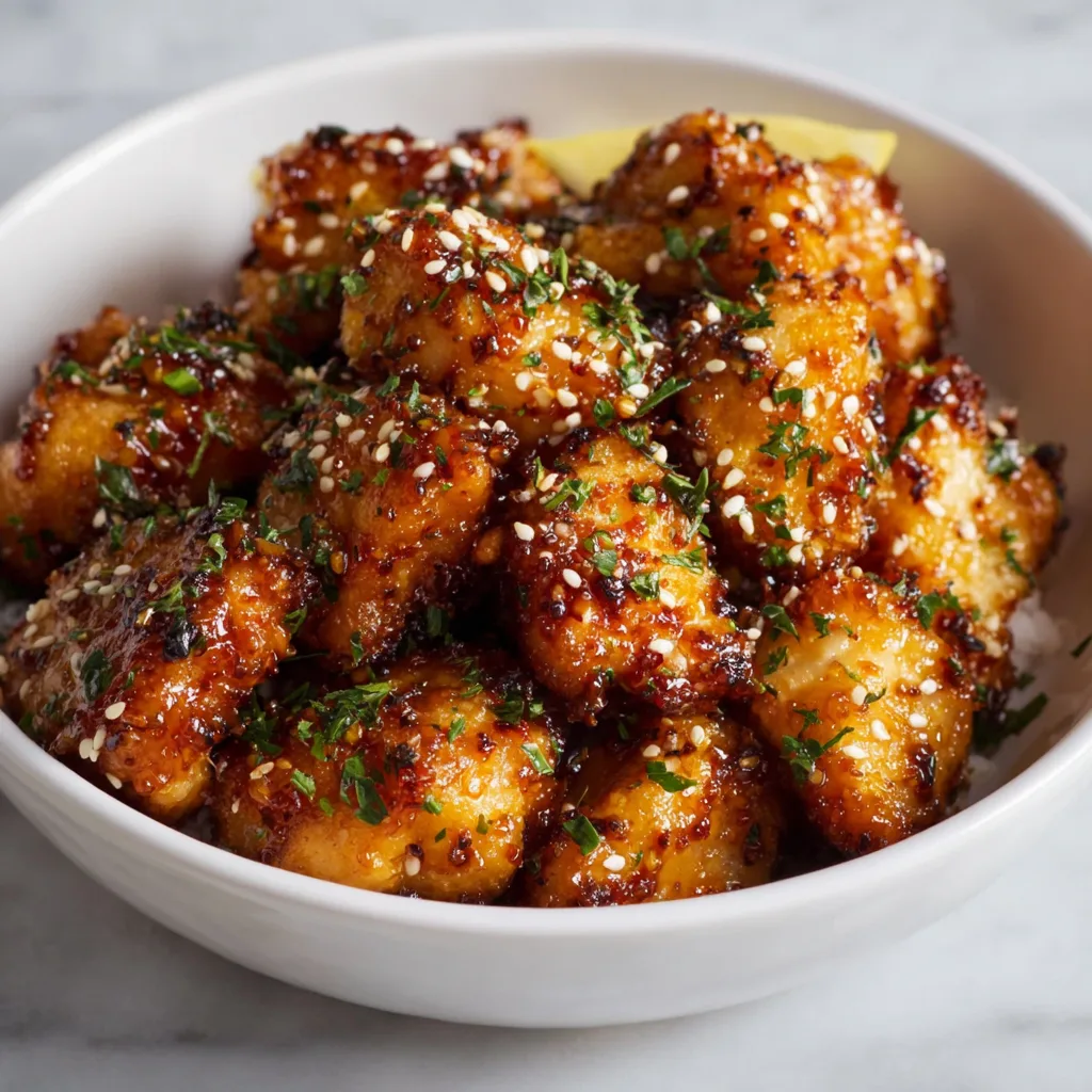 Sticky Honey Garlic Chicken Bites