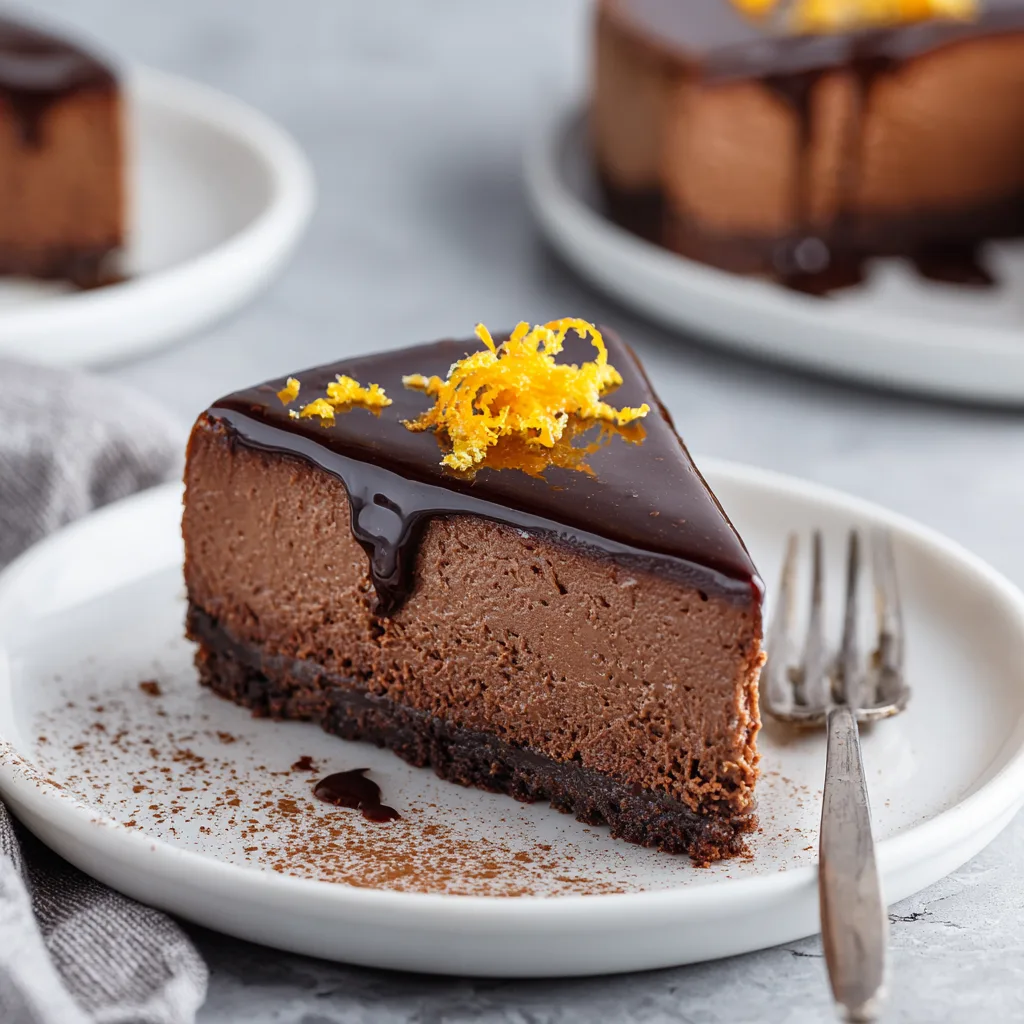 Dark Chocolate Orange Cheesecake with Ganache